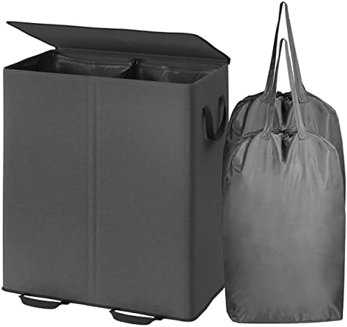 Двойна кошница за дрехи Bartnelli с 2 сменяеми пакети | разтегателни кошници за мръсни дрехи или детски дрехи от водоустойчив