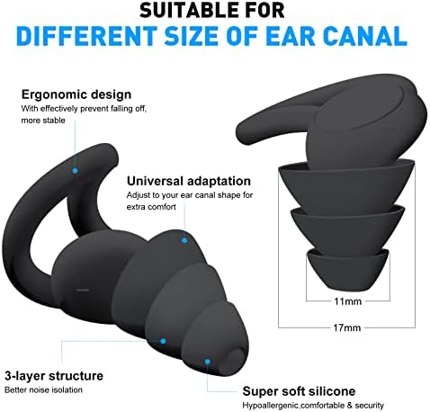 Тапи за уши за сън с Шумопотискане, за Многократна употреба Меки Силиконови тапи за уши за намаляване на Шума, Миещи