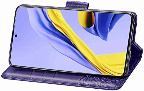 GYHOYA, Съвместим с Samsung Galaxy A51 5G, една Чанта-портфейл за жени, Кожен Флип-фолио с магнитна поставка и държач за карти, Защитен калъф за Samsung Galaxy A51 5G Purple Butterfly SD