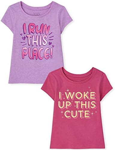 Тениска с къси ръкави и модел за малки момичета The Children ' s Place Single Baby, 2 опаковки