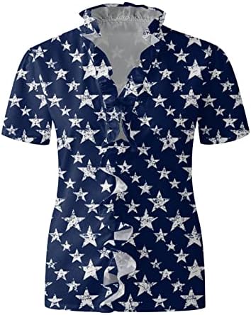 Обикновена Свободни Тениски за Жени, Дамски Блузи с Къс Ръкав и V-образно деколте, Потник С Рюшами, Стаи за Дамски Ризи