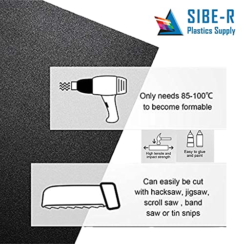 SIBE-R PLASTIC SUPPLY Черни листа от ABS-термоформованного пластмаса 1/8 x 12 x 18 - 6 бр.