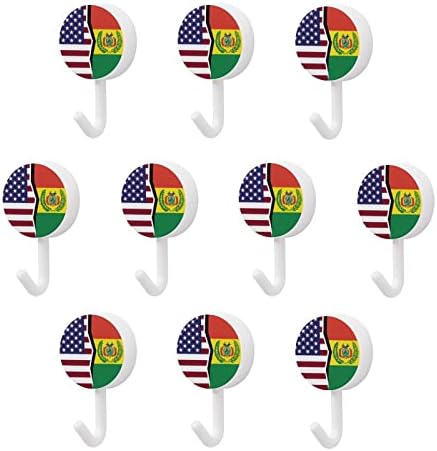 Флаг Америка и Боливия, Кръгли Пластмасови Куки, за Многократна употреба Лепило Куки, Окачени на Стената Куки за Кухня,