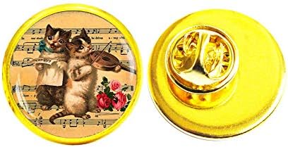 Брошка във формата на Котка, котка с Цигулка, Брошка във формата на Цигулка, Ретро Декорация във формата на котка, Брошка