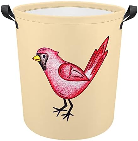 Cardinal-Red-Birds Сгъваема Кошница за дрехи Водоустойчив Кошница За съхранение на Отпадъци с дръжка от 16.5 x 16,5 x