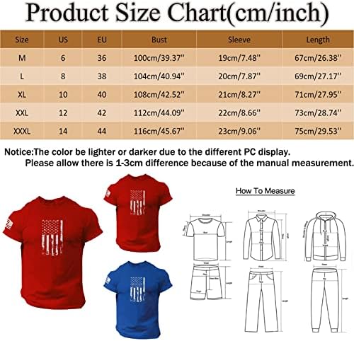Патриотични Тениски RUIRUILICO за Мъже, 4 юли 2023, Летни Блузи с Къс ръкав, Удобна Блуза Свободно Намаляване с Графичен