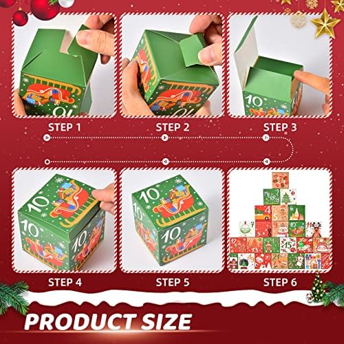 Winocbxt 24 Опаковки Мини Коледни Подаръци Кутии, Малък Подарък Кутия с Коледните Адвент-Календар с 24 Рисунки, Аксесоари