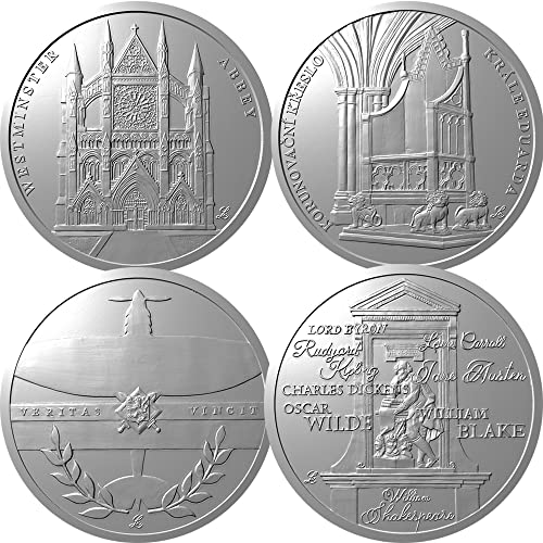 2022 DE Cathedral PowerCoin Уестминстърското абатство Комплект от 4 Сребърни монети 1$ Ниуе 2022 Proof