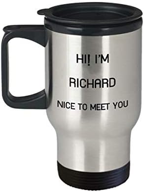 Аз съм Ричард Пътна Чаша С Уникално Име Чаша Подарък за Мъже, Жени 14 унции От Неръждаема Стомана
