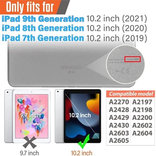 Калъф TIRIN за iPad 10.2, Детски калъф за iPad 9-ти / 8-ви / 7-то поколение с вградена защита екран, Преносим дръжка-стойка,
