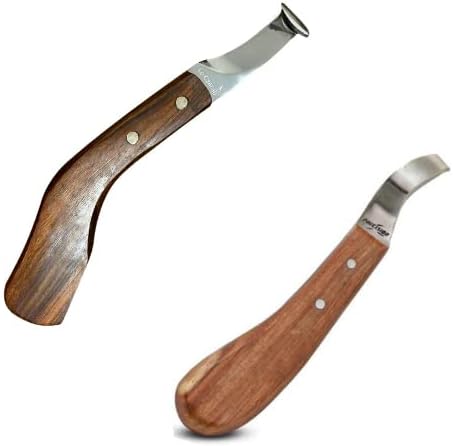 ТОЧНОСТ канадски сверхострый нож за копита с петлевым острие за дясна ръка от японска неръждаема стомана, с гладка дървена