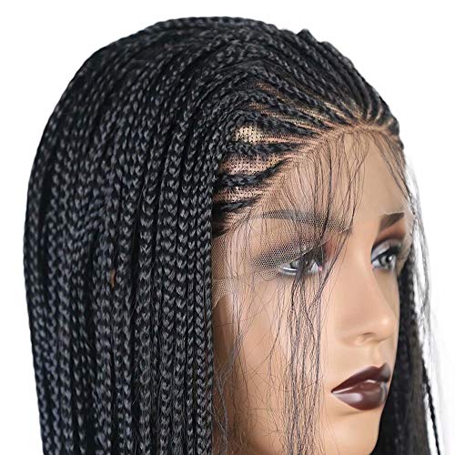 RDY 13 × 4 Опашка За жени 18 Ръчно Оплетена Перука, Завързана Отпред Естествени Черни Плетени Перуки с детски коса Дълга