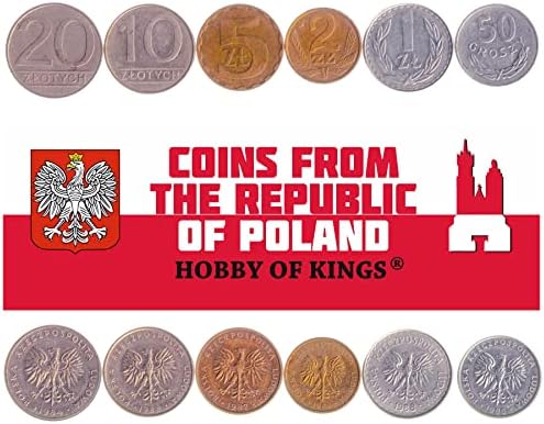 9 Монети от Полша | Колекцията Полски комплекти монети 1 2 5 10 20 50 пари 1 2 5 злоти | В обращение 2013-2021 | Бял