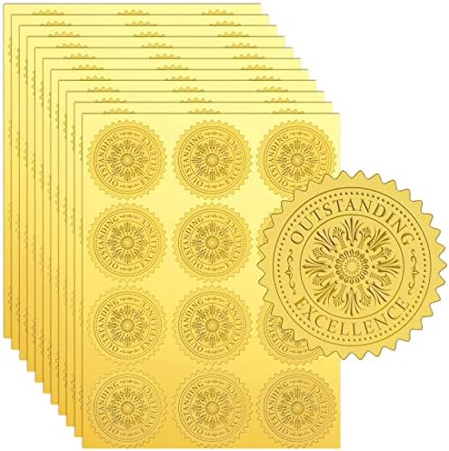 Fuutreo 360 БР 2 Инча Печат за сертификат от Златно Фолио Самозалепващи Печат с Релефен Кръгли Стикери От Златно Фолио