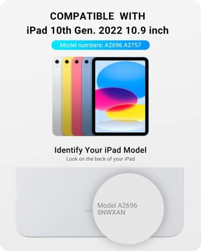 Калъф VOPOTEK за iPad на 10-то поколение 2022, Прозрачен заден панел с твърд диск, КОМПЮТЪР, Тънък, Защитен, Магнитна Поставка, Калъф с функция за автоматично преминаване в ре