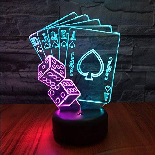 HIPIYA Покер Зарове лека нощ led 3D Илюзия USB Игрална Карта, Дистанционно Управление, Лампа за Подарък на Фестивал Подарък