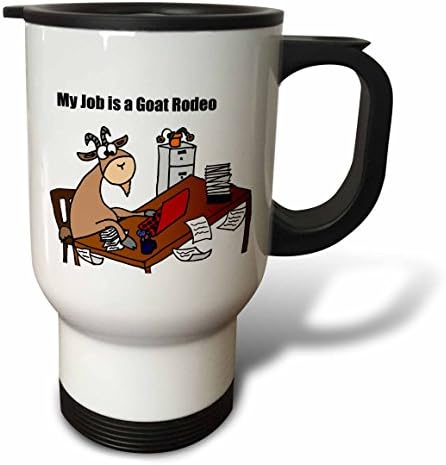 3dRose My Job - пътна чаша със снимка Козе Родео, 14 грама, Натурална