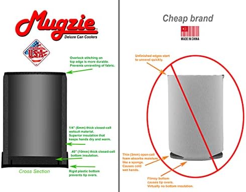 Охладител за консерви Mugzie Deluxe (произведено в САЩ) - Висококачествен неопреновый материал за неопрен, Изолатор за кутии от напитки или бутилки от бира на 12 унции - Мъж