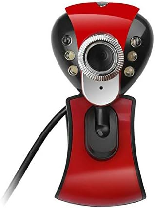 Уеб камера Fansipro USB 2.0 HD 6-Led Камера с микрофон, Компютърна Клипса за Нощно виждане, черен