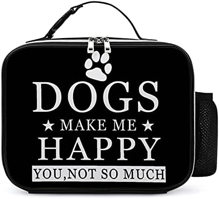 FunnyStar Dogs Make Me Happy You Not So Much Здрава Кожена Обяд-Бокс, Контейнер За Храна, Чанта-Тоут със Сваляема дръжка