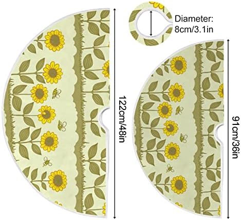 Oarencol Прекрасни Слънчогледи Пчелите Коледно Дърво Пола 36 инча Коледна Празнична Парти Коледа Мат Декорация