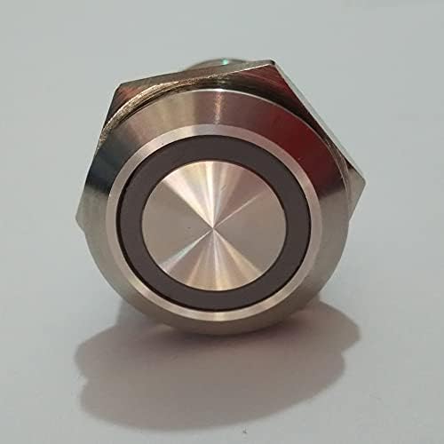 10 Броя на 19-мм-пръстеновиден Антивандального метален електрически прекъсвач с моментно осветяване 1NO1NC - (Цвят: червен,