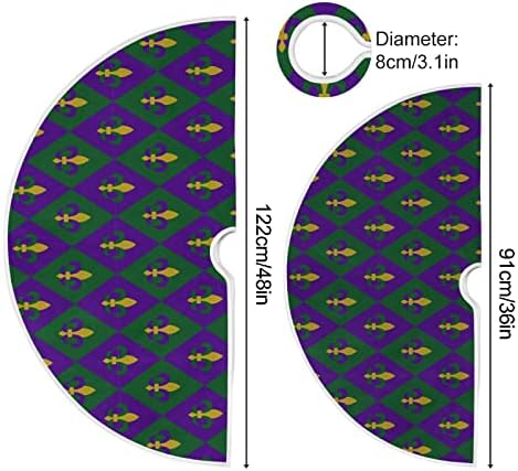 Oarencol Mardi Gras Пола за Коледно 36 инча Fleur De Lis Цвете зиг-заг Коледна Празнична Парти Коледа Мат Декорация