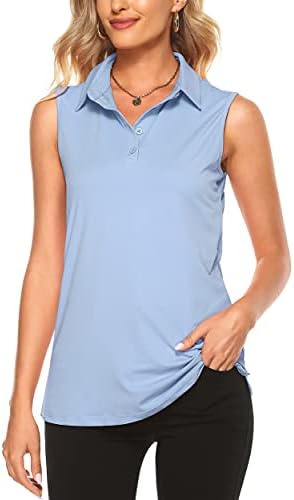 Дамски спортни Тениски KORALHY UPF50 +, Риза за голф, Без ръкави, С V-образно деколте и 4 копчета, бързо съхнещи Върховете на бретелях