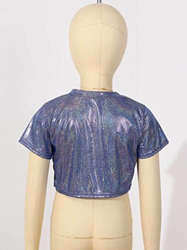 Aiihoo/ Бебешки Блузи с Блестящ Метален Модел за Момичета, Тениска с Къси Ръкави за Момчета, Костюм за съвременно Танцово
