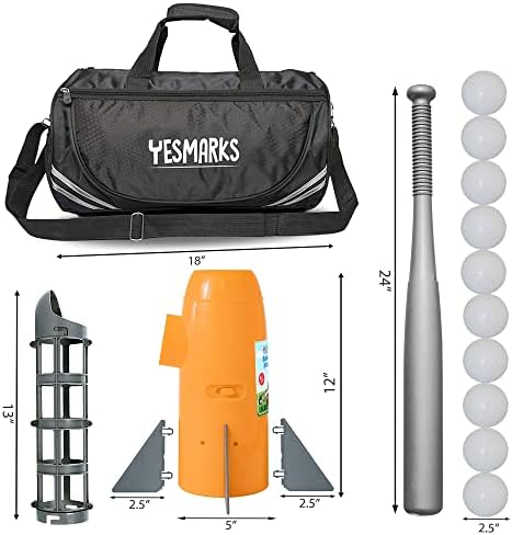 YESMARKS Детска Автоматична машина за подаване на бейзбол, Набор от играчки за улицата - Тренировъчно Оборудване и играчки за занимания с деца - Автоматично Стомна с го?