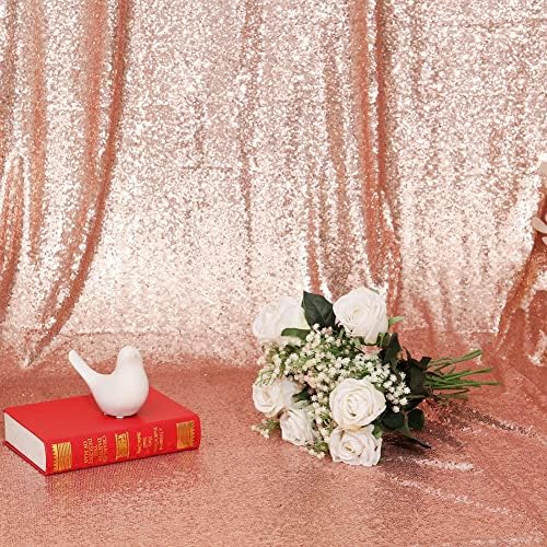 Фон с пайети Завесата на Вечната Красота Блестящ Фон с Пайети за декор на Сватбени партита (W8 x H8FT, Розово злато)
