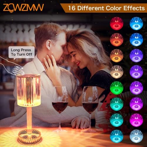 Кристален Настолна Лампа ZCWZMW, 16 Цвята, с Променящ се Цвят, Тъчпад Кристален Лампа, 3D Диамантена Акрилна Безжична