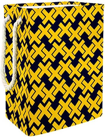 Кошница за дрехи MAPOLO Черно-Жълто Геометрична Сгъваема Кошница за съхранение на бельо с Дръжки, Подвижни Скоби, Добре