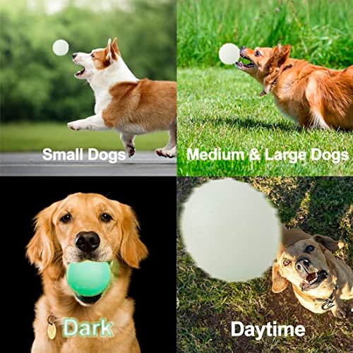 Топка за кучета Tuluto, 2 бр., Светлинен топка за кучета, светещи в тъмното, Интерактивни играчки за дъвчене за кучета,