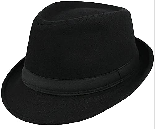 Детска Черна Фетровая шапка-Трильби с къси полета - Boys Manhattan-Шапка Гангстер hat Fedora за 2-6 години