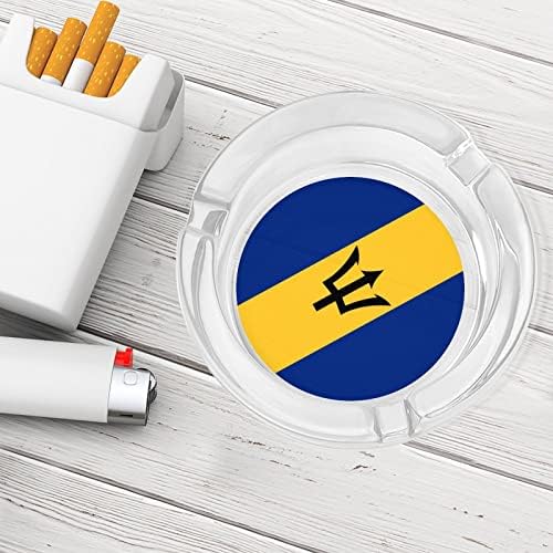 Знаме на Барбадос Кръгли Стъклени Пепелници Титуляр за Портсигара Скъпа Пепелник За Пушачи