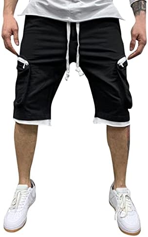 MIASHUI Големи и Високи Панталони-Карго за Мъже, Мъжки Ежедневни Панталони с висока Талия, Къси Панталони-Карго, Обикновен