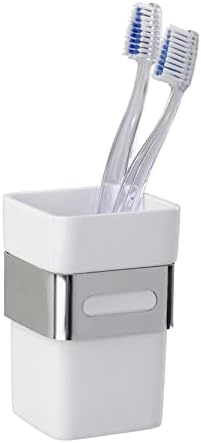 Чаша за четка за зъби WENKO Premium Plus, Сребристо-бял