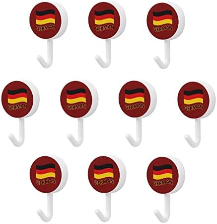 Лепило Куки с Флага на Германия Комплект от 10 Кръгли Пластмасови Куки Без Пирони на Стената Куки за Кухня Баня и Домашен
