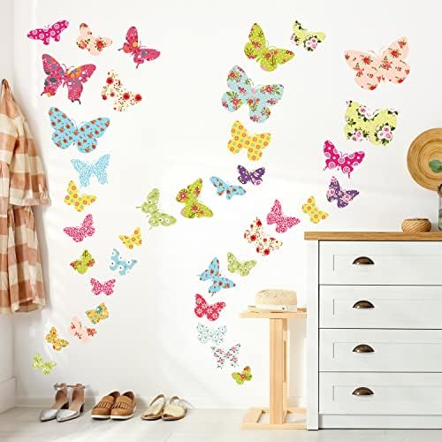 DECOWALL DW-1408 Детски Стикери за стена с дизайн на Пеперуди, Стикери за Стена, Отклеивающиеся Подвижни Стикери за Стена