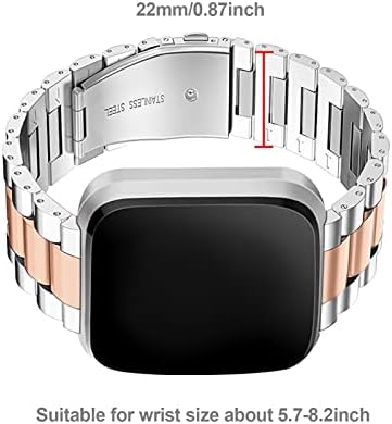 Каишка за часовник е Съвместим с умни часовник Fitbit Versa 2/Versa Special Edition/Versa/Versa Lite Edition, Взаимозаменяеми каишка за часовник от неръждаема стомана гривна