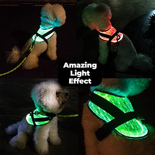 Шлейка за кучета с led подсветка, по цялата повърхност на 360 ° с каишка | Предназначена за малки кучета и кученца |