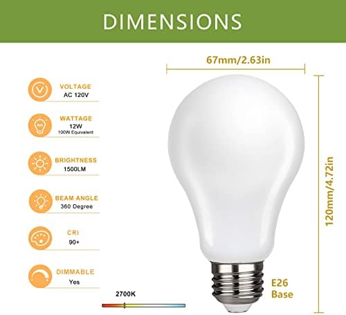 2 led лампи A21, led лампи, мощност 12 W, с регулируема яркост, което е Еквивалента на 100 W, Топло Бяла 2700 К, 1500ЛМ,