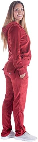 Женски спортен костюм от Велур LeeHanTon, Комплект от 2 теми, Hoody с качулка с цип и спортни панталони за джогинг
