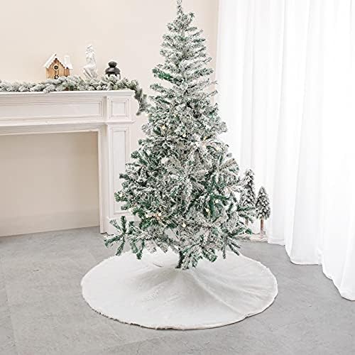 Поли за Коледно HUIJIE - Бяло Плюшено Roll Връзка, Украса за долната част на Коледната Елха, Коледен подарък, Украса