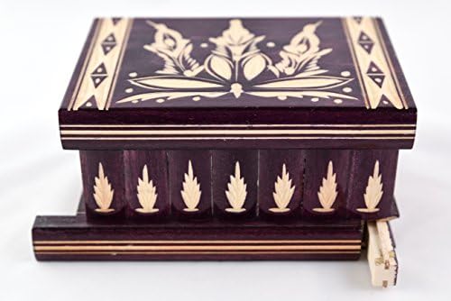Дървена 6-инчов ковчег-пъзел Kalotart ръчно изработени от единствения по рода си вълшебен калъф със скрита ключ и подвижни