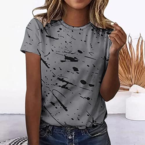 В памучна Тениска с Кръгло Деколте за Момичета с Графичен Дизайн за Жени Лято Есен IX IX