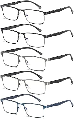 Мъжки слънчеви очила за четене NaNaKo 5 Бр., Лека Синя Светозащитная Метална Дограма, Мъжки Ридеры + 1,00