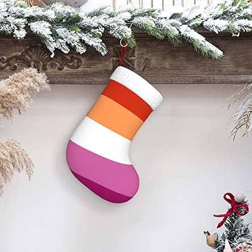 QG ZZX Коледни Чорапи с Бяла Супер Меки Плюшени Белезници Флаг Лесбийской Гордост 2018 Коледни Чорапи, Коледни Украси