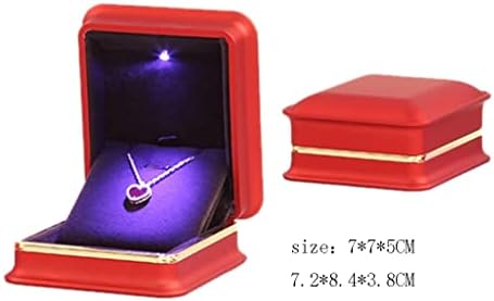 Дебела Сватбена Led кутия За Пръстени, Годеж, Луксозна Боя за Пиано, Подаръчни кутии-Организаторите за бижута (Цвят: